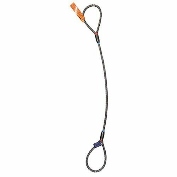Hsi Single Leg Wire Rope Sling, 3/8 in dia, 4 ft Length, Eye and Eye Flemish Loop, 1.4 Ton Capacity 105B3/8X-04